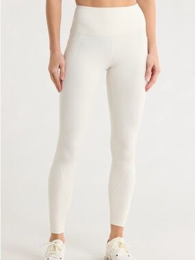 Z by Zella Fleece Lined Pocket Leggings Ivory Egret XL EUC